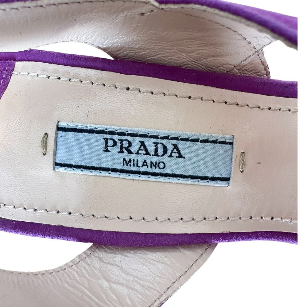 Prada Purple Suede Slingback Strappy High Heel Sandals EU 36.5 - Picture 7 of 10